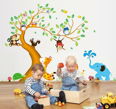 #ad US STOCK Wall Sticker Animals Zoo Zebra Monkey Kids Nursery Baby Children#x27;s Room $9.95