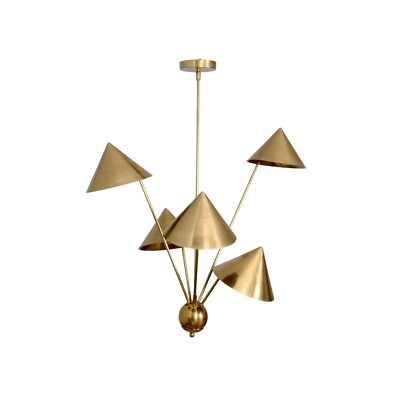#ad 5 Light Art Deco Raw Brass chandelier light Fixture $560.70