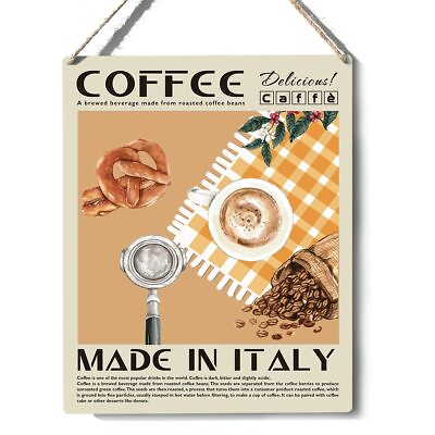 #ad Funny Kitchen Sign Decor Retro Coffee Wooden Sign Plaque Wall Hanging Exhibit... $13.77