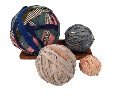 #ad Vintage Primitive Decor Fabric Strips Rag Balls Art Craft Country Bowl Filler $39.90