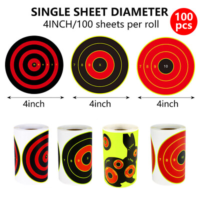 #ad 100pcs 4quot; inch Shooting Target Stickers Self Adhesive Splatter Reactive Paper $9.39