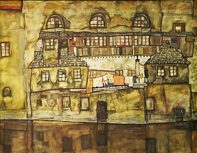 #ad House Wall on the River By Egon Schiele Giclee Fine Art Reproduction on Canvas $59.95