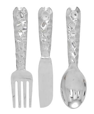 #ad #ad Silver Aluminum Knife Spoon and Fork Utensils Wall Decor 3 Count Utensils Sets $30.10
