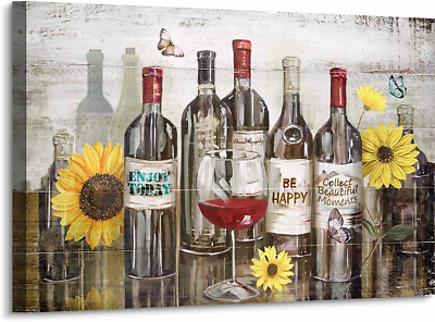 #ad Kitchen Wall Art Wine Pictures Wall Decor Large Canvas Wall Art for Living Room $97.32