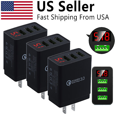 #ad 3 Pack 3 Port USB Home Wall Fast Charger for Cell Phone iPhone Samsung Android $10.25