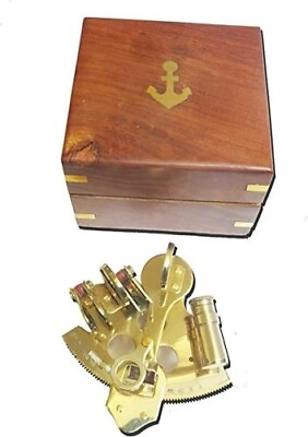 #ad #ad 4quot; Captain Brass Sextant with Hardwood Wooden Box Rustic Vintage Home Decor Gift $42.50