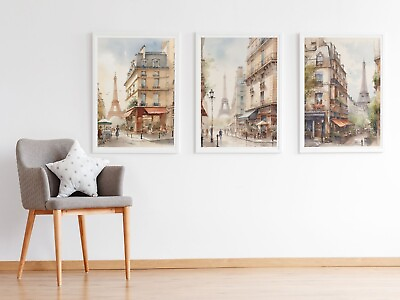 #ad Set of 3 Eiffel Tower Watercolour Wall Art Paris Prints Poster Pictures A3 A4 A5 GBP 8.50