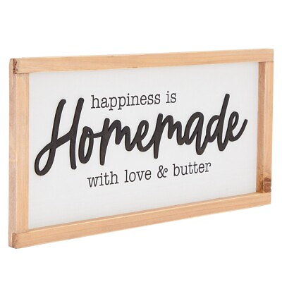 #ad Happiness is Homemade Sign Wooden Farmhouse Kitchen Wall Décor 16 x 8 In $13.89