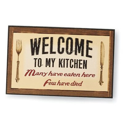 #ad Kitchen Welcome Plaque Decorative Wall Art Print Funny Saying for Kitchen $24.25
