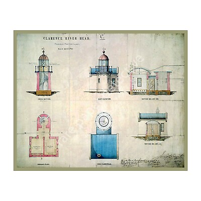 #ad Lighthouse Print Antique Architectural Nautical Drawing Wall Art Décor 8quot;x10quot; $14.00