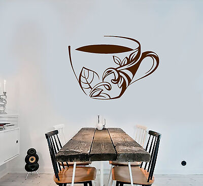 #ad Vinyl Wall Decal Cup Of Coffee Tea Dishes Kitchen Decor Stickers 1519ig $69.99