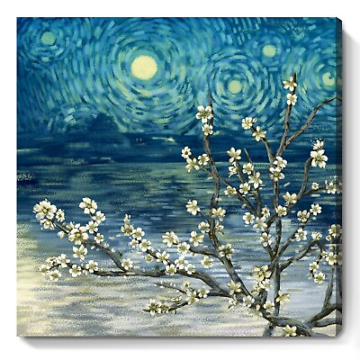 #ad Wall Art for Bedroom Modern Blue Wall Picture Framed Floral Tree Canvas Print... $80.16
