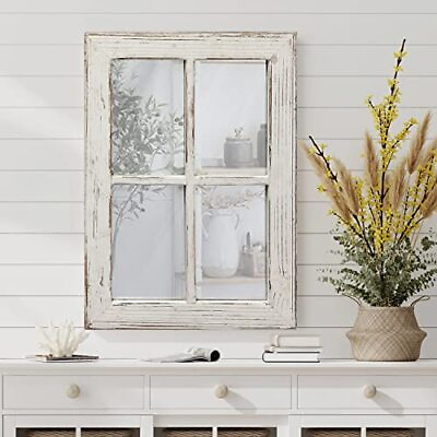 #ad Rustic Window Pane Mirror Wall Decor 11 x 16 inches Hanging Distressed Style 1 $47.45