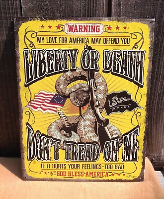 #ad Dont Tread On Me Liberty Death Gadsden Flag Metal Sign Tin Vintage Bar Rustic $19.95