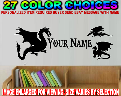 #ad DRAGON PERSONALIZED NAME DECAL STICKER DINOSAUR MYTHICAL CREATURE BALL WALL ART $9.97