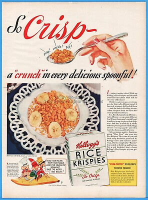 #ad 1939 Kellogg#x27;s Rice Krispies Cereal Vernon Grant Snap Crackle amp; Pop Kitchen Ad $10.12