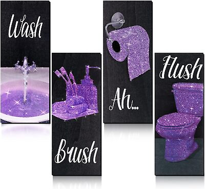 #ad 4 Pcs Women Funny Wall Art Bathroom Decor Glam Bathroom Wall Decor Black and Whi $26.63