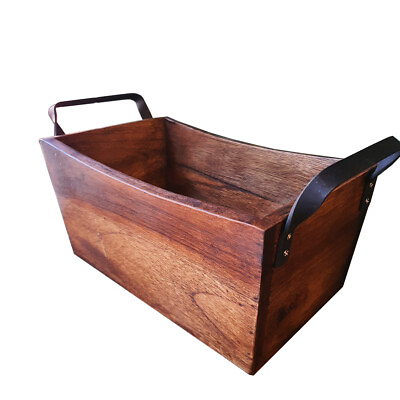 #ad Wooden Storage Box Basket with Steel Handles Rustic Country Style Home Decor $79.00
