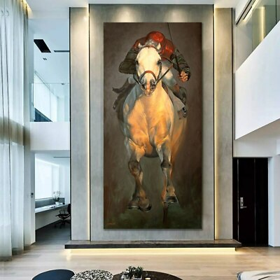 #ad Jockey Running Horse Art Canvas Posters Prints Abstract Wall Art Canvas Painting $13.15