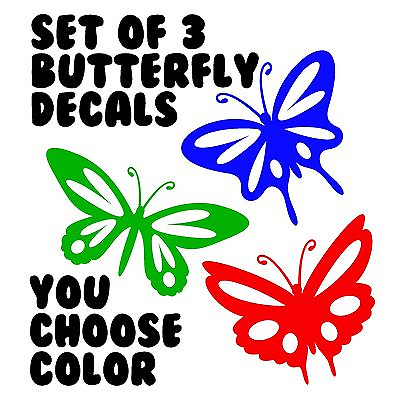 Brand New Set Of 3 Butterflies For Car Window Wall Girls Room Laptop B8945 $4.99