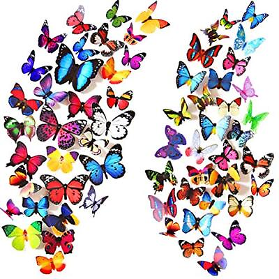 #ad Heansun 80 PCS 3D Butterfly Wall Decor 4 Styles Butterfly Wall Decals Removab... $13.99