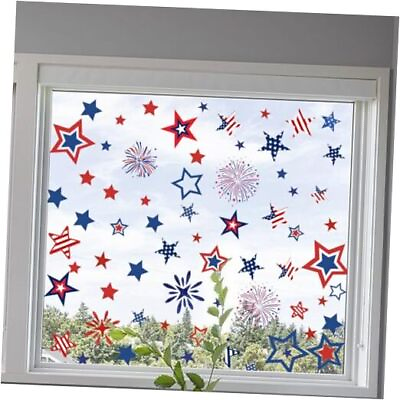 #ad Patriotic Wall Decal 4th of July USA Star Wall Stickers Decoration Removable $20.32