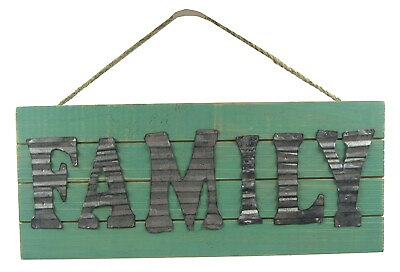 #ad #ad Family Plaque Painted Wood and Metal Green Wall Decor 12 Inches $9.98