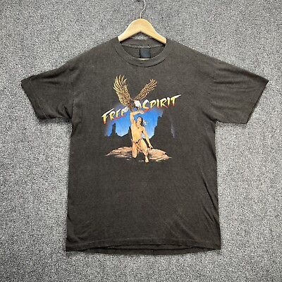 #ad #ad Vintage 3D Emblem Shirt Mens XL Black 80s Free Spirit Native American Eagle 1988 $129.95