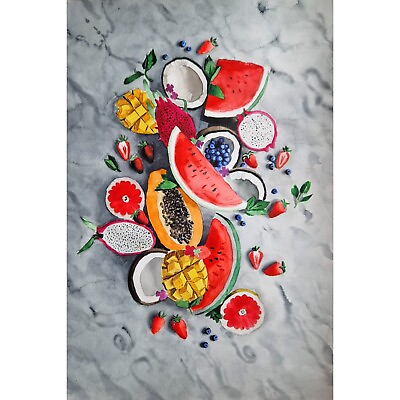 #ad Fruit Painting Original Art Kitchen Art Wall Decor Watercolor Painting $28.00