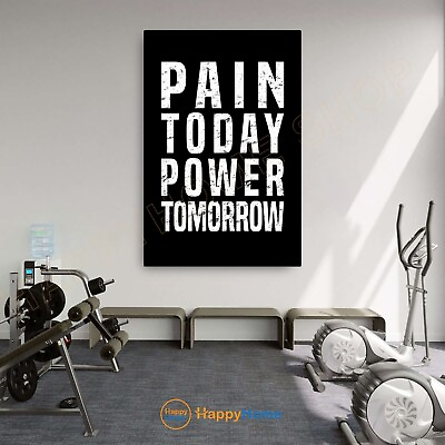 #ad #ad Pain Power Wall Art Home Gym Decor Workout Room Gym Fitness Quote Print Art P874 $49.35