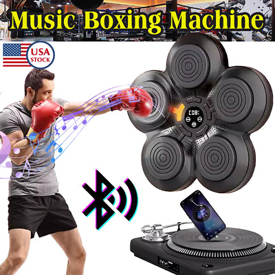 #ad Smart Music Boxing Machine Bluetooth Wall Target Training Exercise with Gloves $49.09