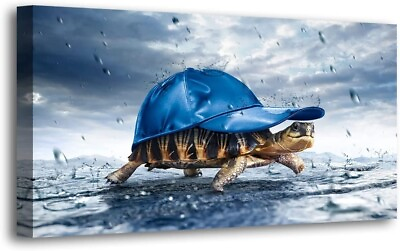 #ad Lovely Sea Turtle Picture Canvas Wall Art for Bathroom Decor Animal Print $87.99