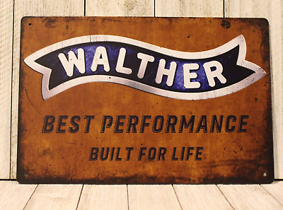 #ad Walther Pistols Tin Poster Sign Man Cave Vintage Rustic Look Rifle Gun Shop 97 $10.97
