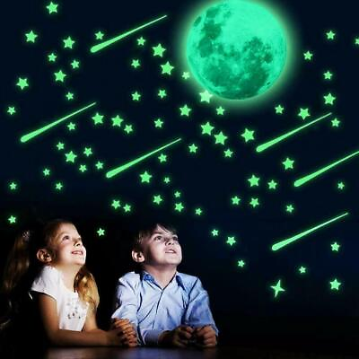 #ad 435Pcs Glow In The Dark Luminous Stars Moon Dot Wall Stickers Decals Room Decor C $10.41