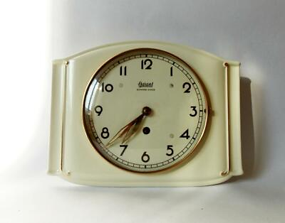 #ad Vintage Art Deco style 1940s Ceramic Kitchen Wall clock GARANT Schwebe Anker Mad $180.00