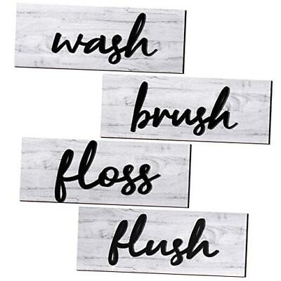 #ad Jetec 4 Pieces Farmhouse Bathroom Wall Decor Wash Signs Rustic Hanging White $19.18
