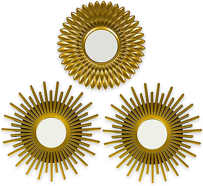 #ad BONNYCO Gold Mirrors for Wall Pack of 3 Wall Mirrors for Room Decor amp; Home Deco $24.64