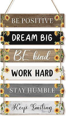 #ad #ad 6 Pieces Rustic Wall Hanging Plaque Sign Inspirational Wall Art Farmhouse Wooden $18.29