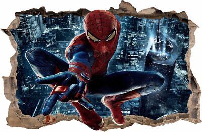 #ad WALL STICKER Hole in the Wall SPIDERMAN Wall Decor Sticker Wall Decal #41 $10.86