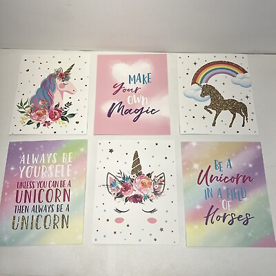 #ad Unicorn Gift Unicorn Wall Decor Gift Unicorn Rainbow Girls Room Wall Decor 6pk $13.45