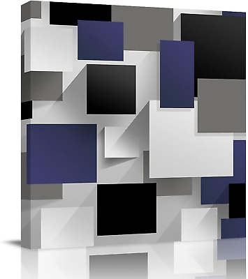 #ad Canvas Wall Art Geometric 3D Abstract Wall Decor Framed Ready to Hang Gift 12x12 $46.99