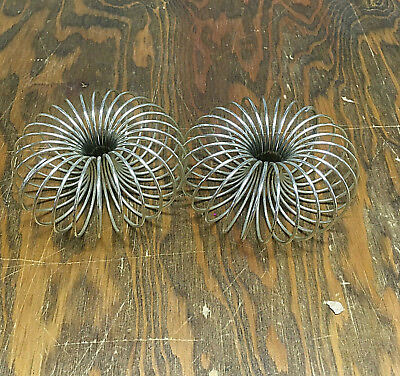 #ad Vintage mid century modern home decor round spiral spring metal candle rings $24.95