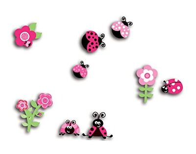 #ad #ad CR 14506 Ladybugs 3D Wall Decals Pink $27.98
