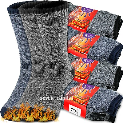 3 12 Pairs Mens Heavy Duty Winter Warm Thermal Heated Work Crew Boots Socks 9 13 $11.99