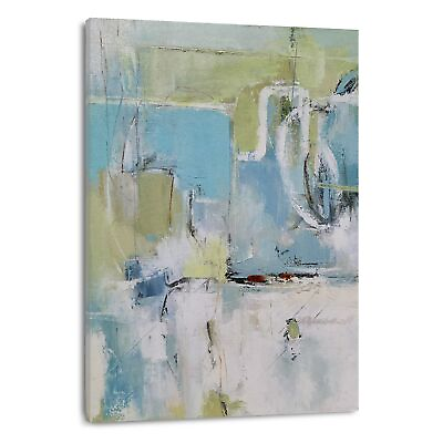 #ad Contemporary Wall Art Blue Painting Hand Painted Abstract Canvas Artwork with... $86.89