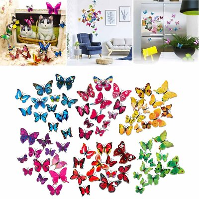 72pcs 3D Butterfly Wall Stickers Removable Mural Decals DIY Art Home Decoration $7.29