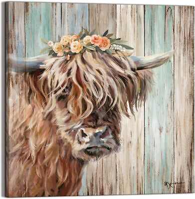 #ad #ad Highland Cow Picture Wall Decor Canvas Print Painting Art Vintage Country $40.00
