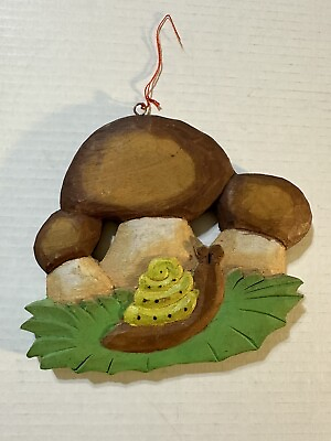 #ad Vtg Mushroom Wall Kitchen Decor Wall Hanging Carved Wood Hand Painted Nice Gift $22.77