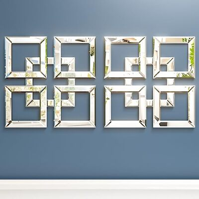 #ad 2 Pack Silver Mirrored Wall Decor 16quot; x16quot;Decorative Mirror DIY Wall Mounted ... $82.95