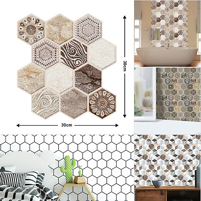 #ad Hexagon Kitchen Bathroom Tile Wall Stickers Decal Home Decor Self Adhesive AU $46.99